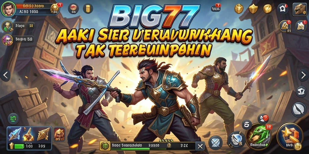Tampilan aksi mendebarkan dalam gameplay BIG77.