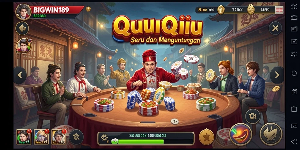 Tampilan gameplay QiuQiu yang seru dan menarik.