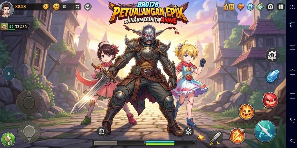 Screenshot BRO178 menunjukkan pertarungan seru dengan karakter anime yang menawan.
