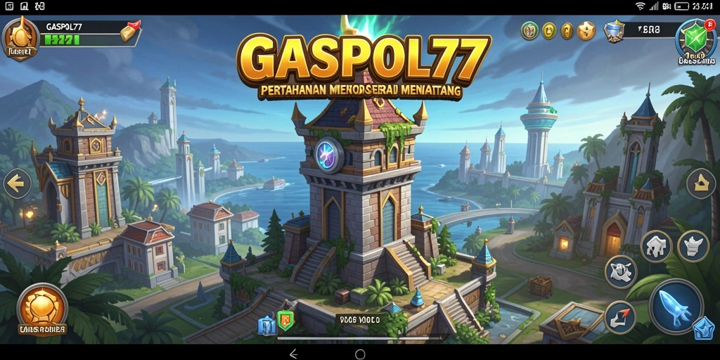 Tampilan gameplay seru dalam <strong>GASPOL77</strong> dengan menara yang strategis.