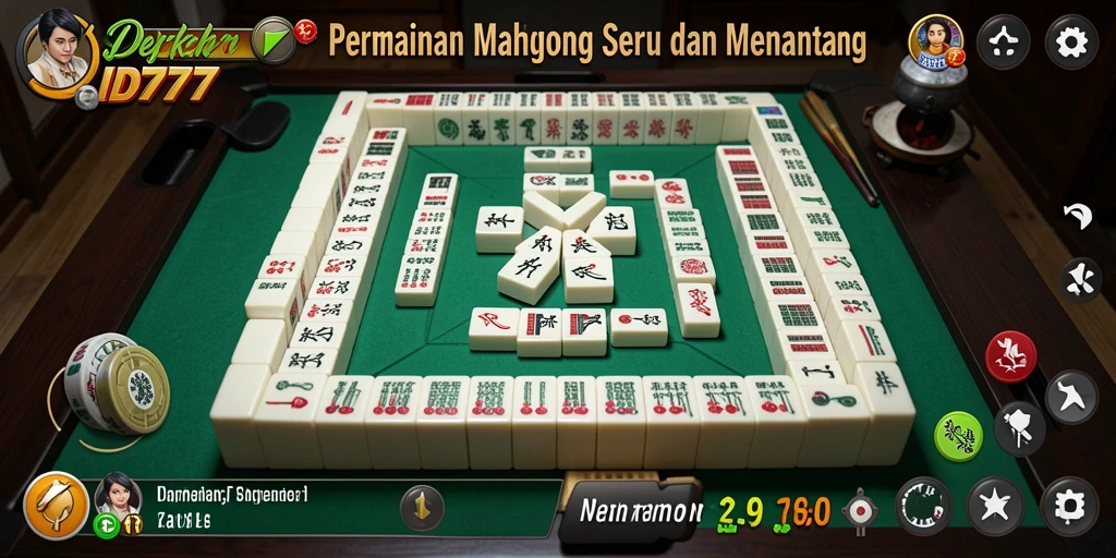 Tampilan seru gameplay Mahjong di ID777 dengan ubin warna-warni.
