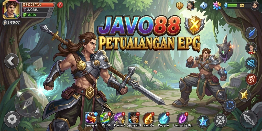 Cuplikan gameplay RPG yang menampilkan pertarungan epik dan karakter yang beragam.