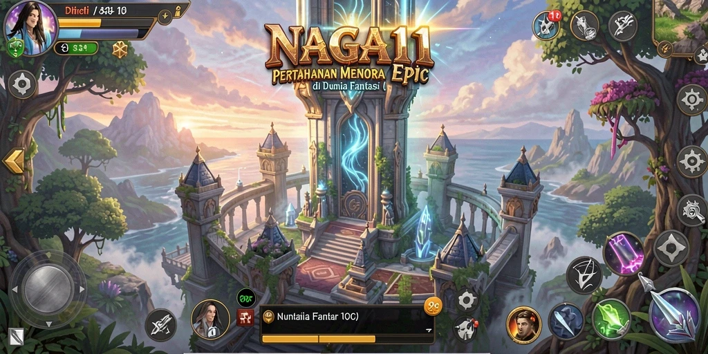 Tangkapan layar menampilkan momen seru dari gameplay Tower Defense NAGA11.