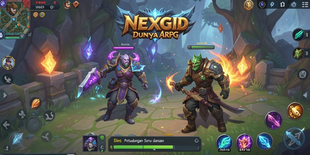 Tangkapan layar NEXGID menampilkan aksi pertempuran seru dalam dunia fantasi.