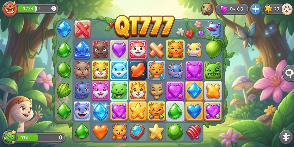Tampilan menarik dalam gameplay Match-3 QT777 yang penuh warna.