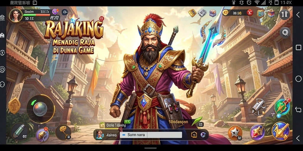 Screenshot gameplay RAJAKING dengan suasana kerajaan yang menawan.