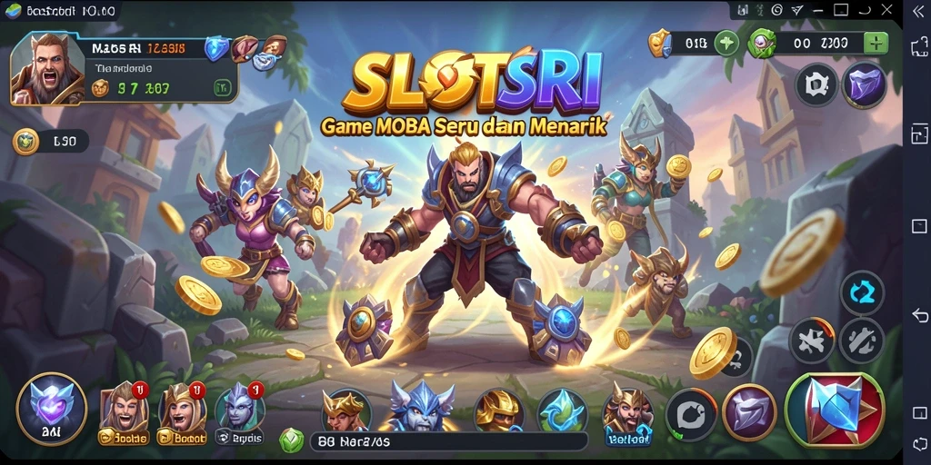 Tampilan gameplay SLOTSRI yang memukau dalam pertarungan MOBA.