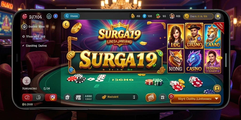 Tampilan gameplay langsung dari SURGA19 yang menampilkan dealer profesional.