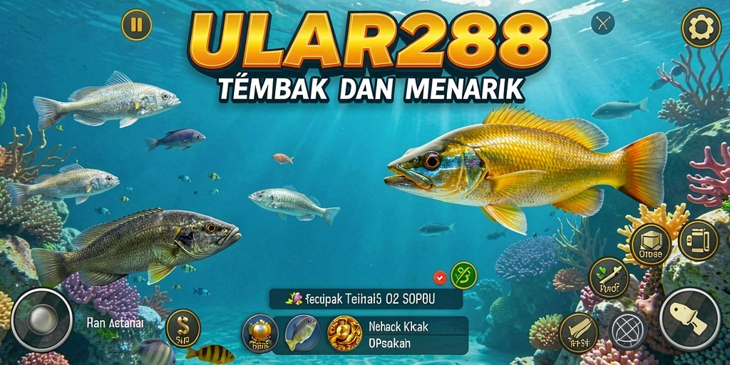 Screenshot ULAR288 menampilkan aksi seru menembak ikan di lautan.