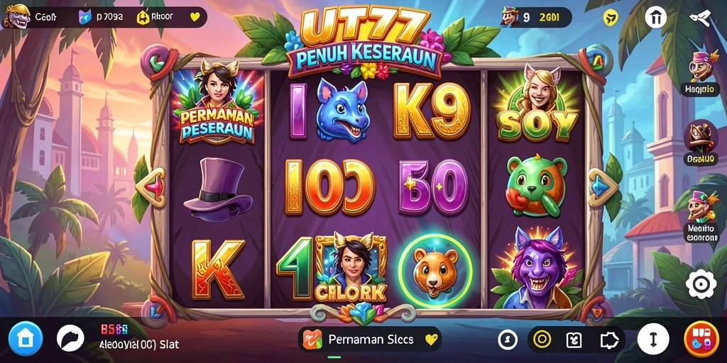 Tampilan gameplay UT77 yang seru dan menegangkan saat memutar gulungan slot.