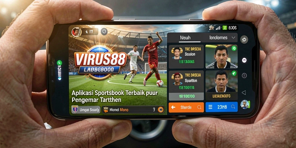 Tampilan utama aplikasi VIRUS88 dengan suasana taruhan olahraga.