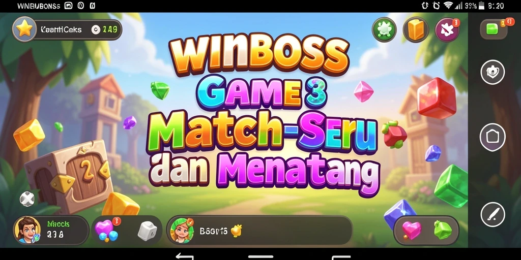 Tampilan screenshot utama WINBOSS dengan gameplay Match-3 yang seru.